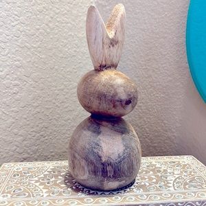 Beautiful real solid wooden deco, bunny rabbit for the true blue bunny lover